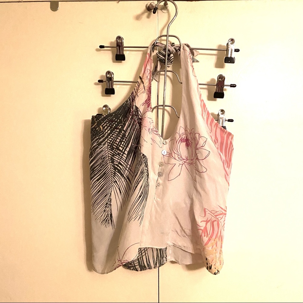 NICOLE MILLER COLLECTION SILK HALTER TOP